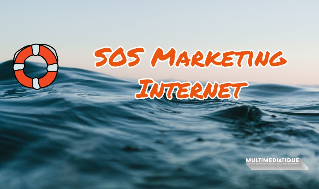 logo SOS marketing Internet sur fond de mer avec une bouée